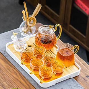 办公室会客家用客厅功夫茶杯泡茶简约茶盘玻璃茶壶小套 茶具套装