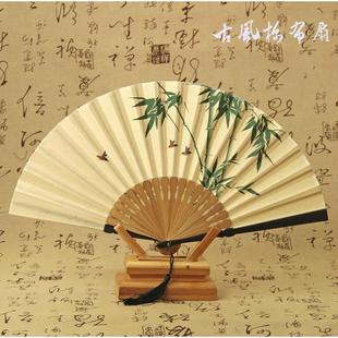 包邮 折扇手工男士 折叠家用竹扇子 扇中国式 古风棉布扇古典古代夏季