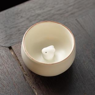喝茶杯品茗杯高档功夫茶具 宋达堂汝窑茶杯主人杯压手杯单杯女士款