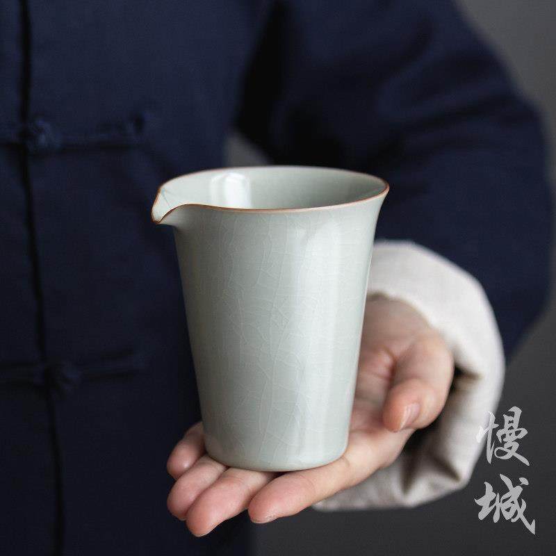 慢城 汝窑公道杯家用日式分茶器陶瓷匀杯倒茶杯简约公杯
