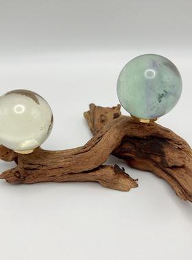 水晶球底座 天然风化木球座实木原木球形支架 办公室家居时尚摆件