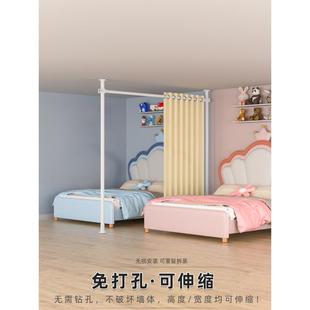 顶天立地屏风隔断免打孔客厅一房变两房美容院床遮挡帘房间隔断墙