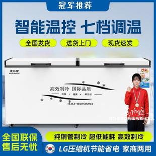 冰柜冷冻大容量商用柜双门双温雪糕家用两用冷柜卧式