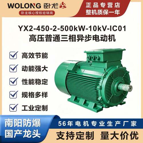卧龙YX2-450-2-500kW-10kV-IC01-B3压普通三相异步电动机
