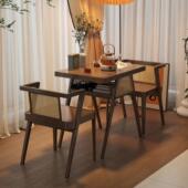 阳台实木茶桌椅组合2024新款 小型阳台小桌椅三件套户外庭院喝茶桌