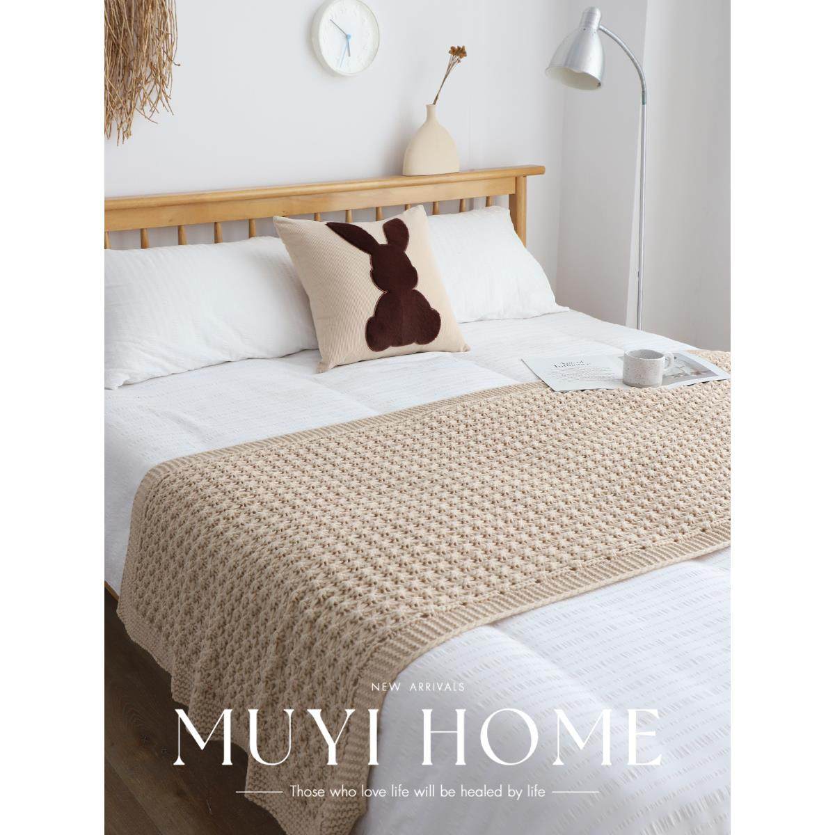 春夏纯色豆豆毛毯民宿酒店床尾毯针织毯客厅沙发盖毯床上毯子