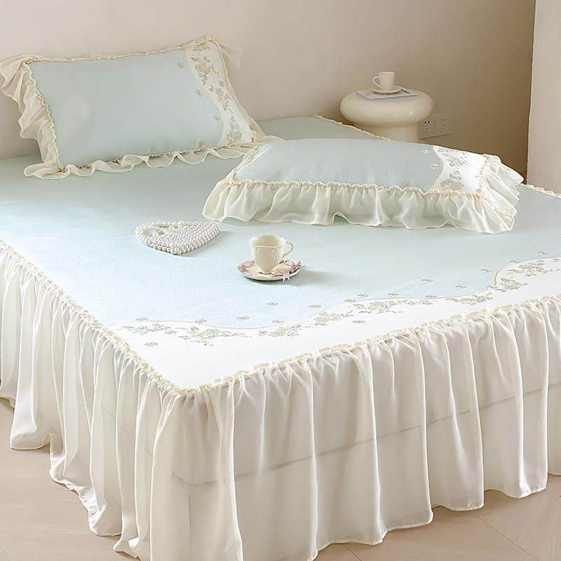 金喜鸟家纺公主风凉席冰丝席可机洗夏天2024新款空调软席子床裙款,床上用品,淘宝优惠券,粉丝福利购,淘宝优惠卷