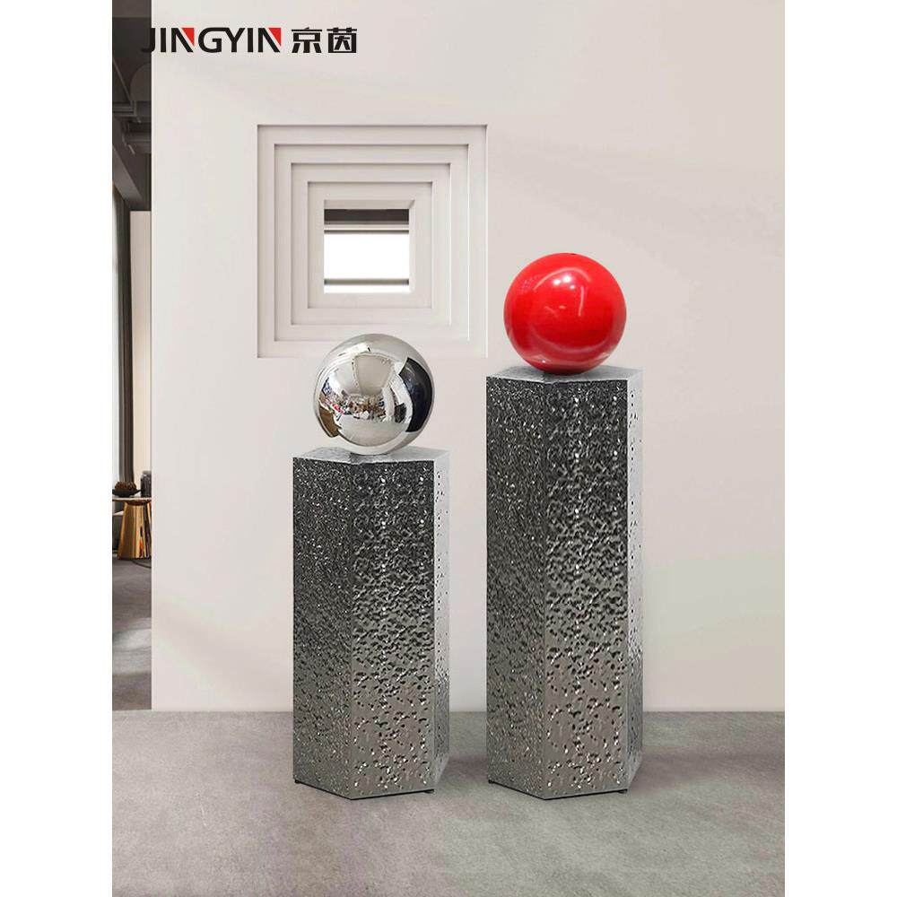 极简艺术展示站模型房店不锈钢六角形基座桌雕塑地板基座装饰品