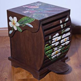 脚踏式垃圾桶家用客厅创意中式高档实木大号带盖卧室厨房纸篓筐