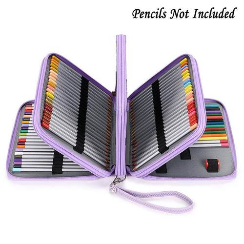 168孔男女美术生笔帘皮质笔袋彩铅收纳包素描插笔袋笔套大容量盒