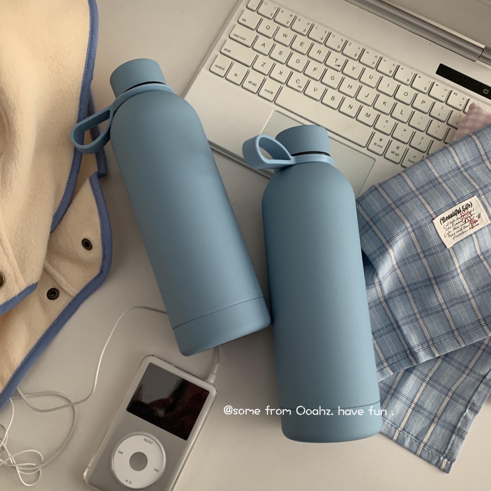 磨砂橡胶漆~ 500ml不锈钢小口瓶保温杯户外跑车背包水壶