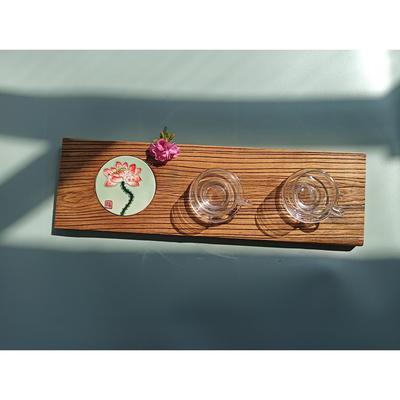 茶台高两河长条实木镶嵌浮雕瓷片画老榆木茶托茶具盘客厅摆件礼物