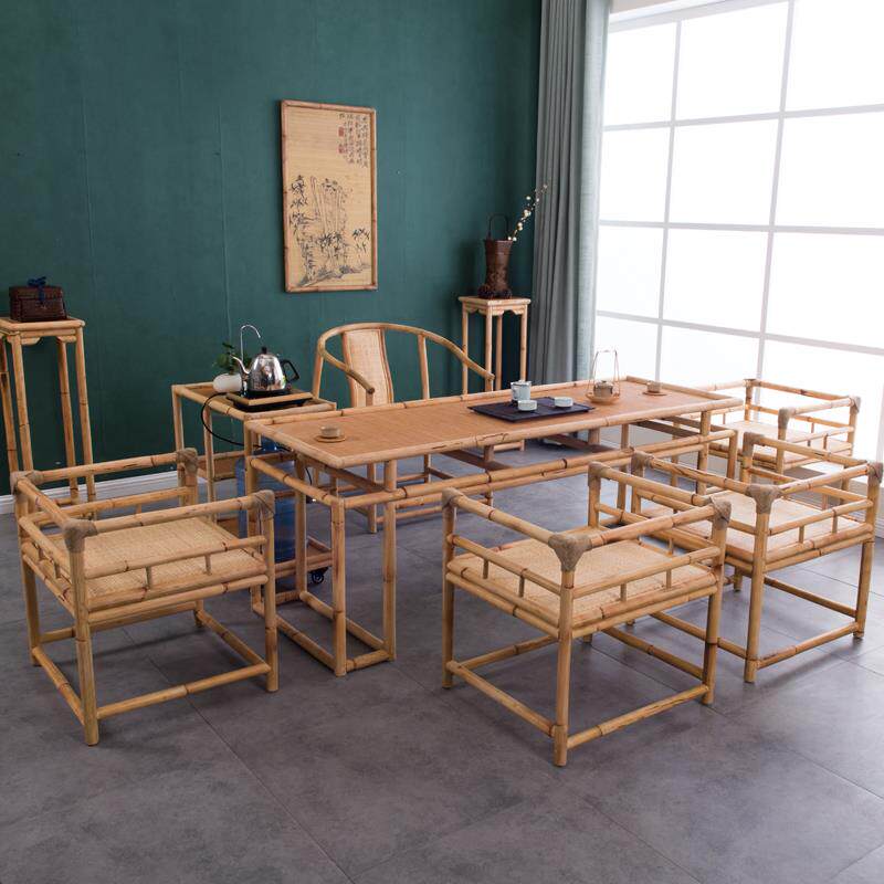中式竹藤功夫茶几创意茶艺桌茶桌椅组合仿古茶台简约泡茶桌子包邮