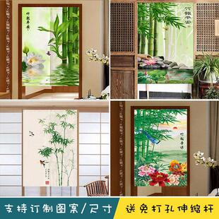 中式门帘竹报平安布帘客厅卧室隔断帘中国风厕所过道遮挡风水挂帘