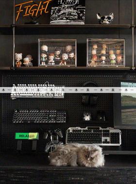 样板间儿童房电竞主题软装摆件男孩房游戏区键盘鼠标霓虹灯装饰品