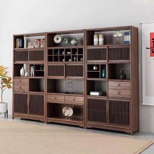 新中式实木博古架多宝阁多层茶具摆放架子书柜展示柜胡桃木置物架