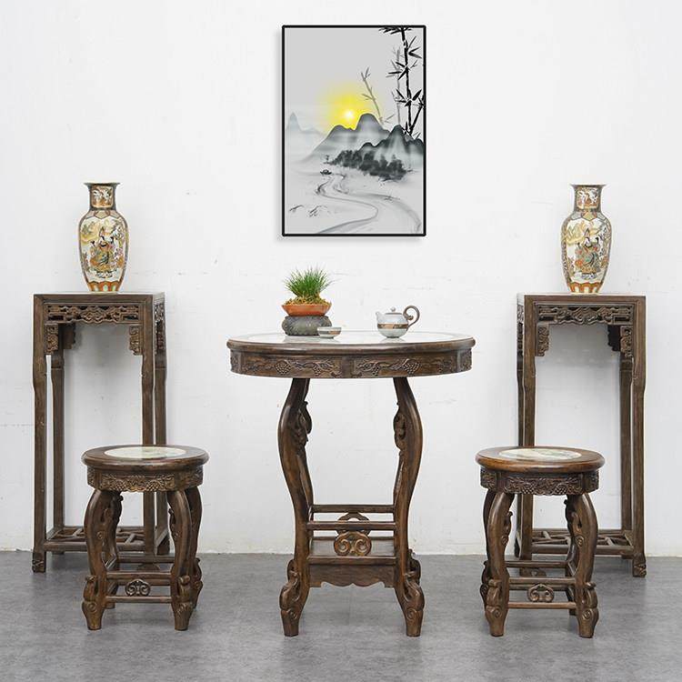 仿古黑枝木圆桌餐桌茶桌中式圆形老式家具桌椅组合复古古典桌子,住宅家具,大理石餐桌,淘宝优惠券,粉丝福利购,淘宝优惠卷
