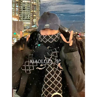 XIAOLUZI.驴 25S 经典必入 双面字母羊毛围巾拼色披肩男女同款