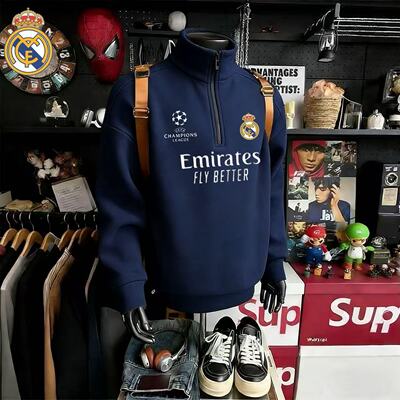 秋冬重磅半拉链立领足球卫衣男