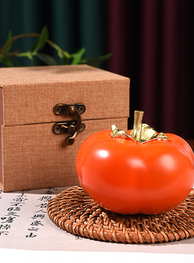 铜柿子摆件家居客厅装饰品结婚礼物乔迁新居搬家开业送人送礼礼品