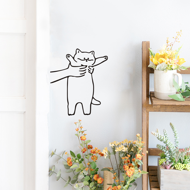猫咪贴画 卡通宠物店猫咖床头服装店铺玻璃门防撞家具装饰墙贴纸