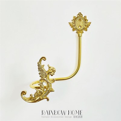 卷叶花角卉纯铜挂钩植物黄铜窗帘美式装饰挂物法式复古绑带欧式