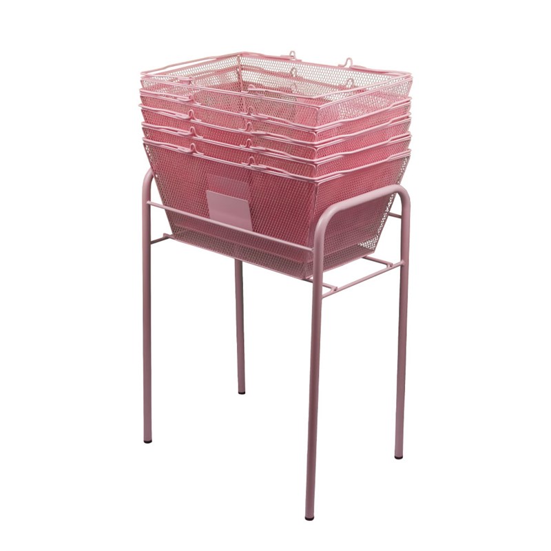 商超店用手提购物篮底座托架支架购物架落地式架子美妆店手提篮