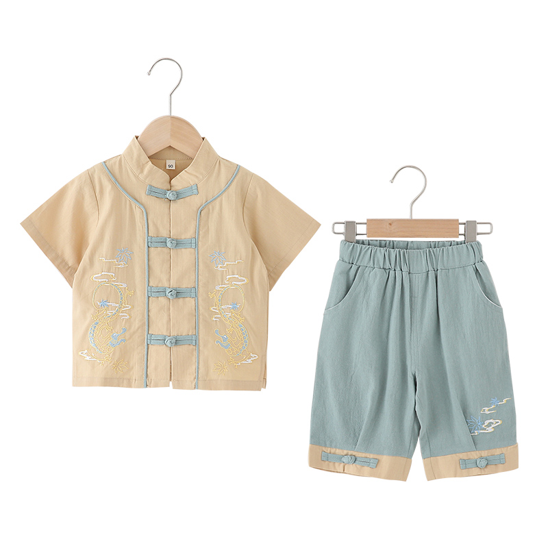 中国风童装汉服男童夏装套装民族服装儿童唐装改良古装宝宝国学服