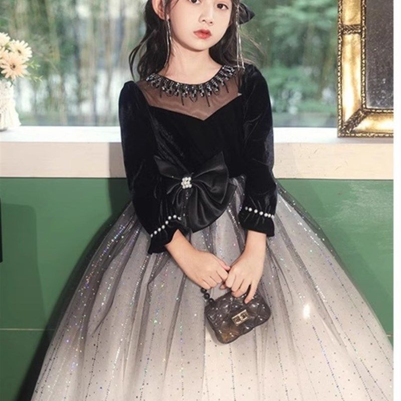 女童礼服2024新款轻奢小众高端公主裙秋冬季儿童小主持人钢琴演奏