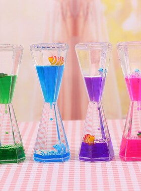 创意高脚杯带动物六角油滴水滴油漏摆件新奇特液体沙漏计时器沙漏