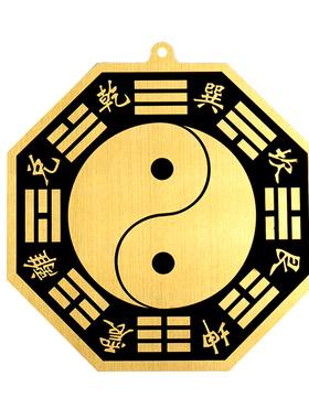 太极八卦镜平面镜纯铜挂件彩绘铜八卦虎头镜室外凸镜凹镜家用门口