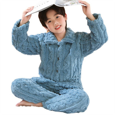 女孩珊瑚绒冬季套装加绒加厚可爱卡通法兰绒男生冬天款家居服睡衣