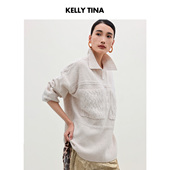 雅韵·羊毛织梦POLO领毛衣女秋冬季 KELLY TINA 复古米色休闲上衣