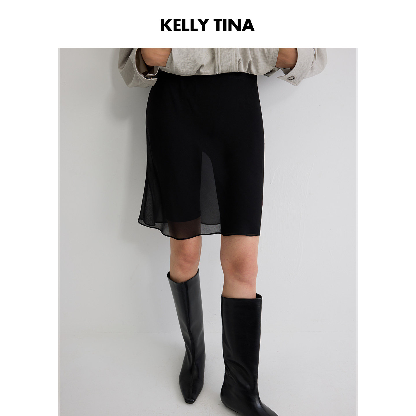KELLY TINA 瑜伽裙裤两件套时尚百搭网纱拼接创新设计半身裙