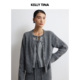 TINA暖灰色都市珠片开衫 女2025新款 百搭短款 KELLY 秋冬针织衫 毛衣