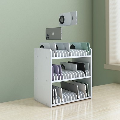 办公桌多手机收纳置物架维修店桌面多台手机管理存放盒架子收纳盒