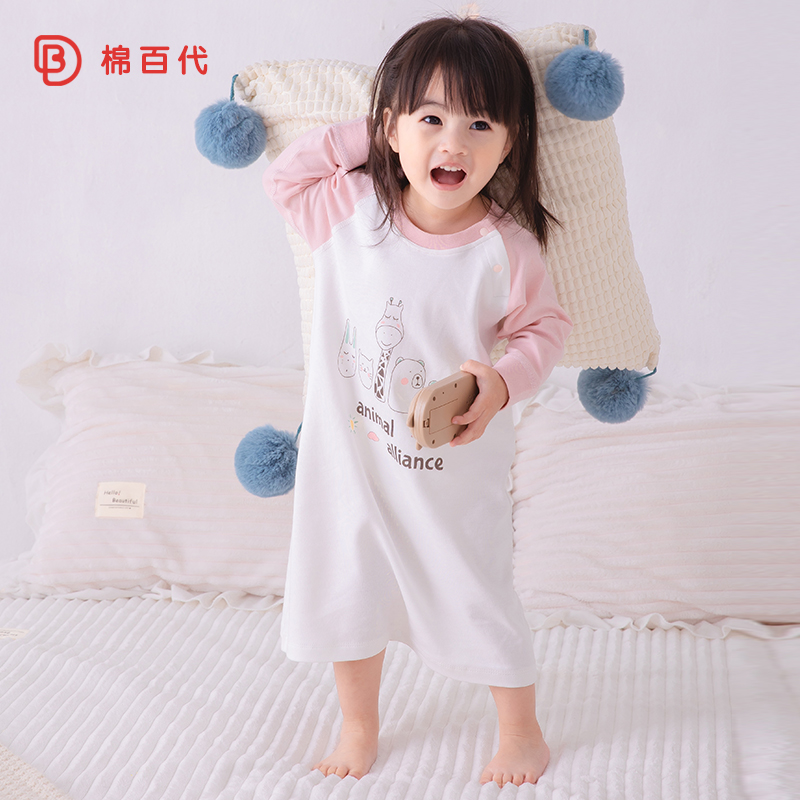 宝宝睡袍夏季薄款婴儿睡衣春秋款儿童女童睡裙男童a类纯棉防踢被