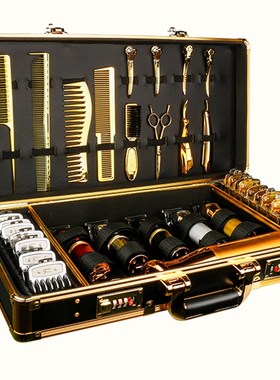 barber发型师美发工具箱油头推剪专用箱理髲师剪刀收纳盒包密码箱
