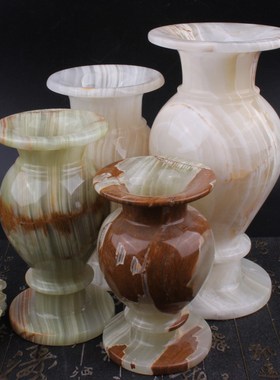 巴基斯坦玉雕青白玉花瓶中式玉石插花瓶摆件家居玄关装饰玉器瓶子