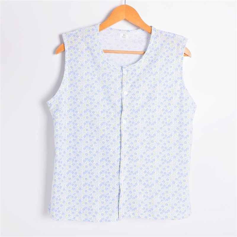 中老年妇女纯棉开襟羊毛衫大号无袖双排扣内衣裤汗衫妈妈清凉棉针