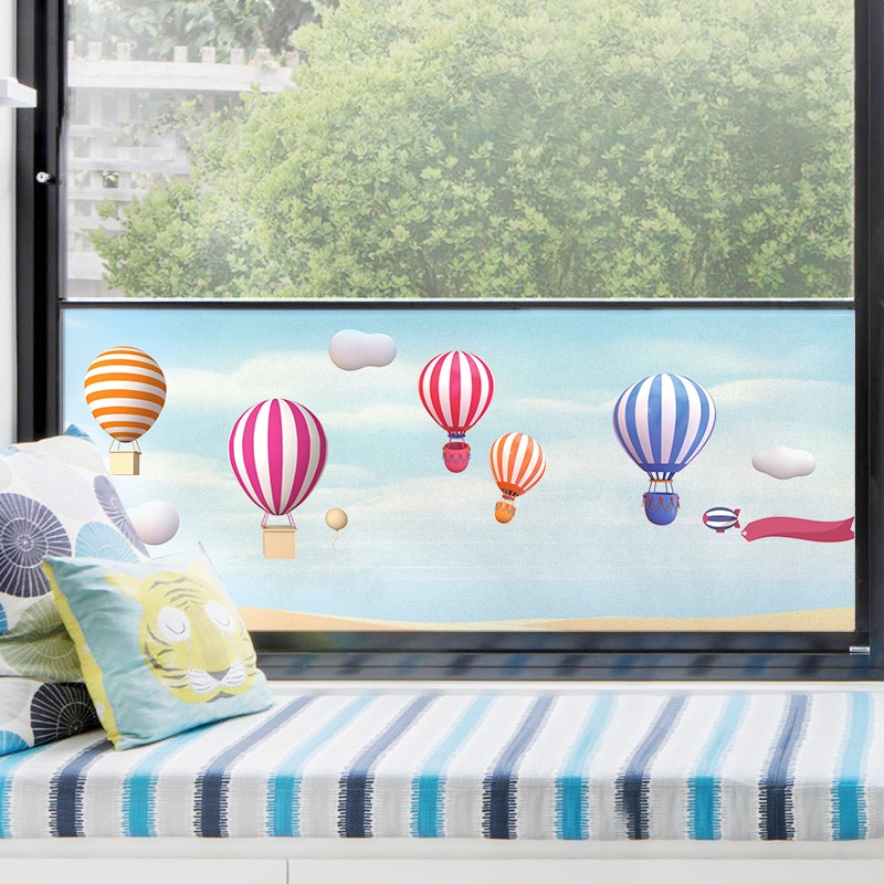 卫生间贴窗户贴纸防走光卡通磨砂静电玻璃横向贴膜透光不透明防窥