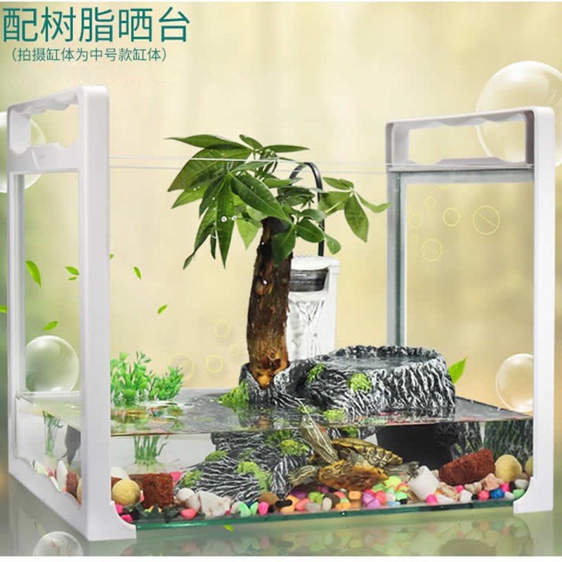 乌龟缸带晒台别墅客厅造景大型龟缸养乌龟专用饲养箱鱼缸水陆玻璃