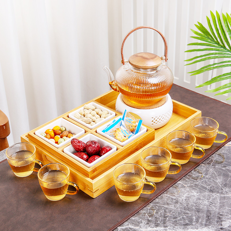 下午茶具茶杯耐热玻璃水果托盘蜡烛加热煮茶炉泡水果花草茶壶套装