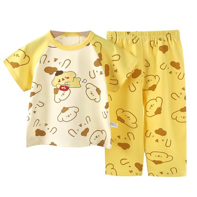 婴儿套装A类纯棉短袖T恤长裤儿童夏装宝宝睡衣家居服薄款夏天衣服