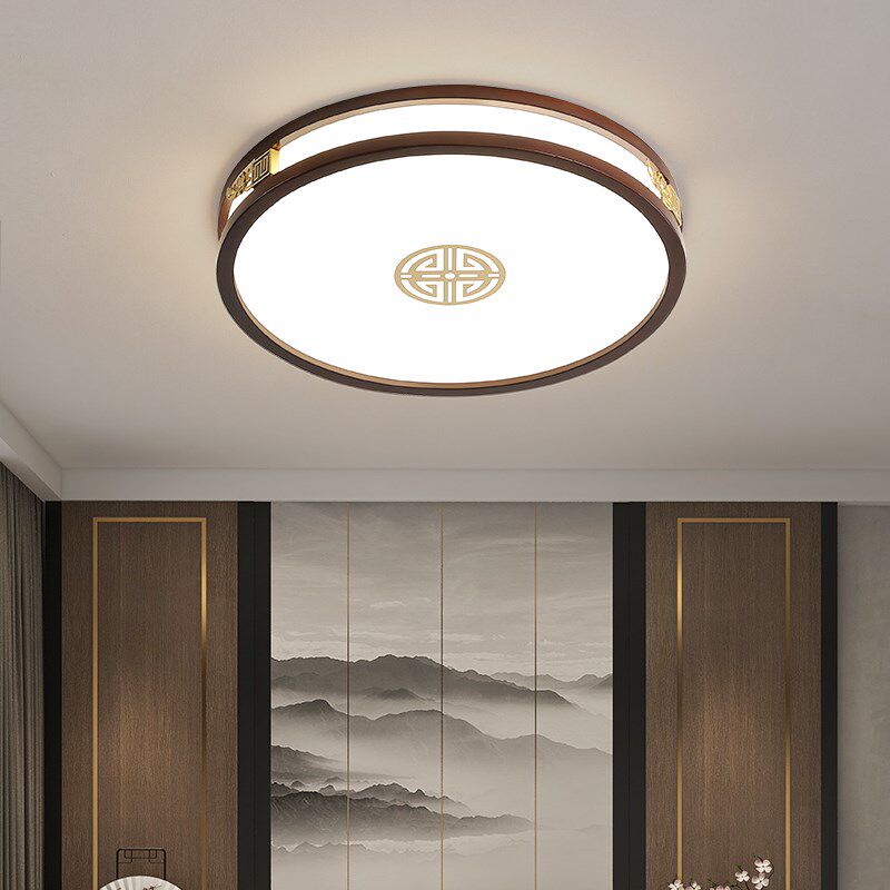 新中式吸顶灯实木客厅灯2023年新款led超薄大厅灯简约中国风灯具