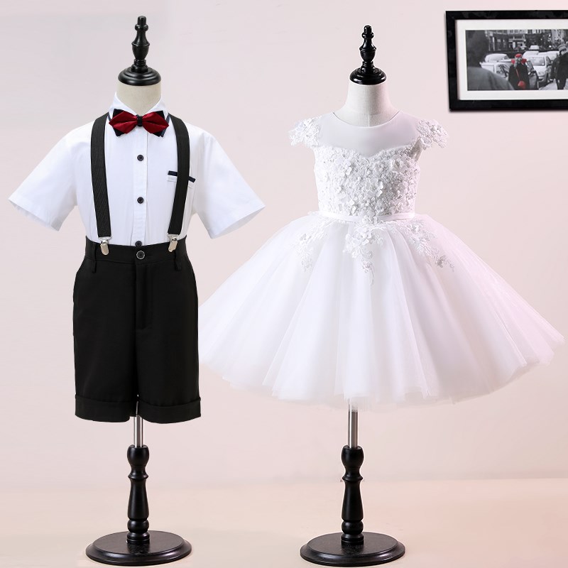 幼儿园毕业服装儿童演出服小学生表演服装女童礼服男童背带裤套装