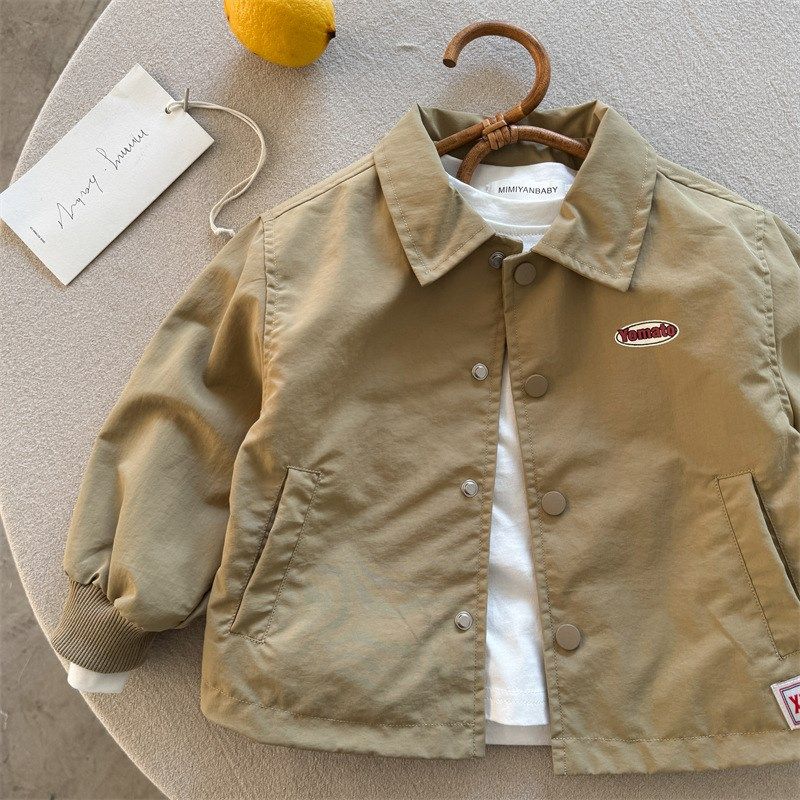 男童外套春秋薄款标签宝宝休闲上衣翻领夹克衫2025春季新款童装潮