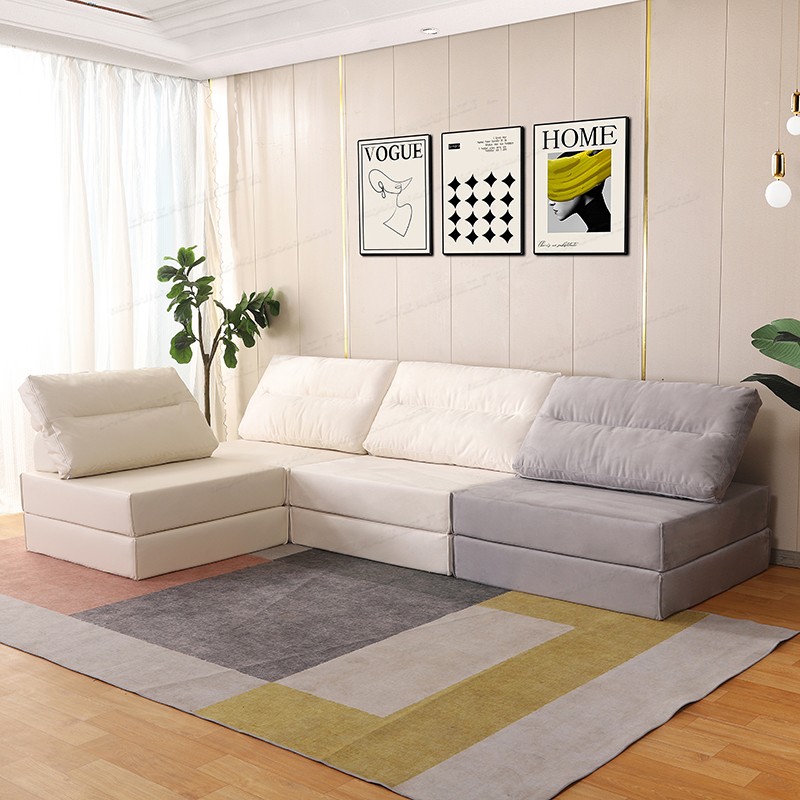 意式免洗科技布皮九层糕方块沙发大小户型灯芯绒可拆洗模块沙发床