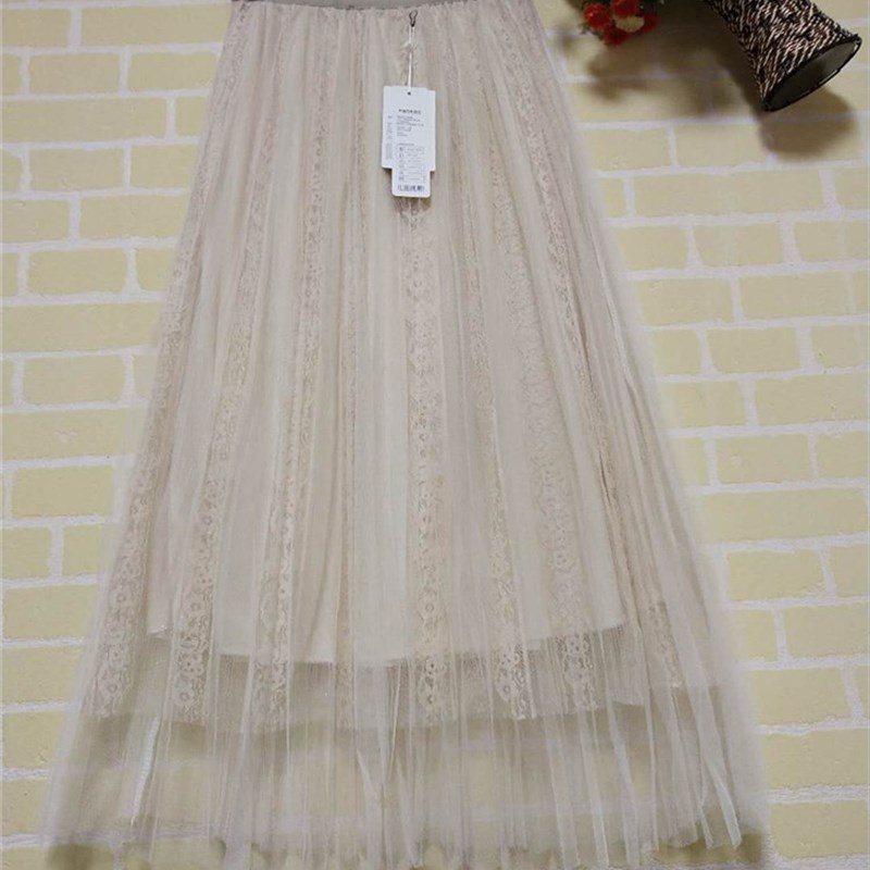 中年妈妈半身裙女2019春秋新款a字裙网纱裙中长款百褶裙超火裙子