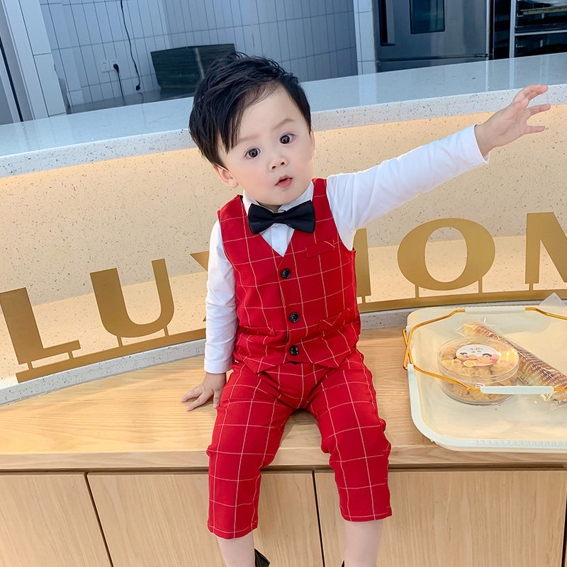 男童礼服儿童花童小西装春秋生日套装宝宝周岁婚礼西装加绒西服冬